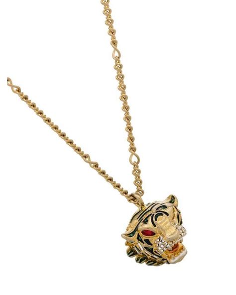 gucci cross pendant necklace|Gucci tiger head necklace.